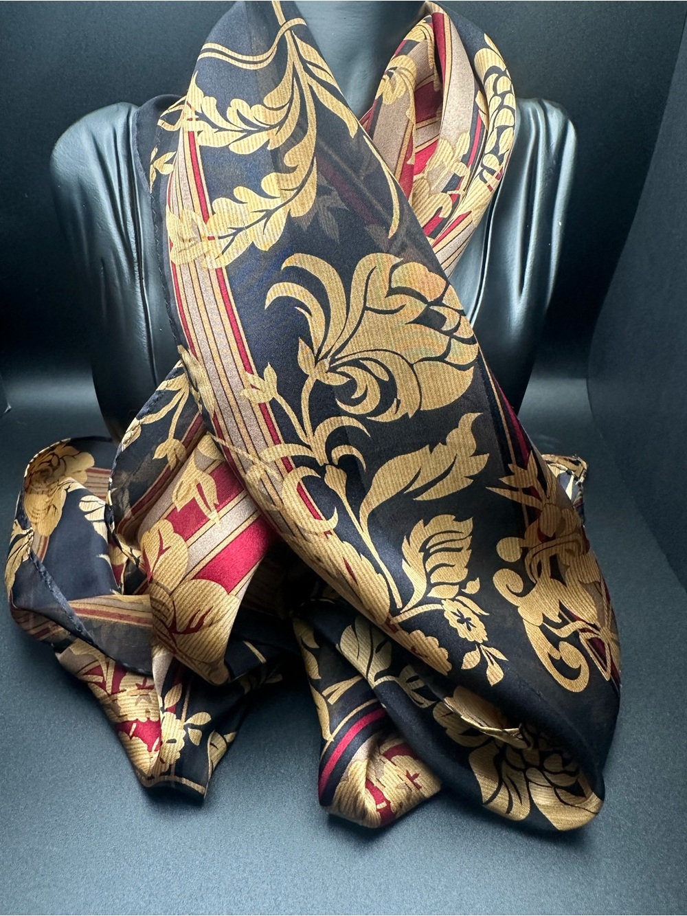 Liz Claiborne Black, Gold & Red Baroque Decorative Scarf